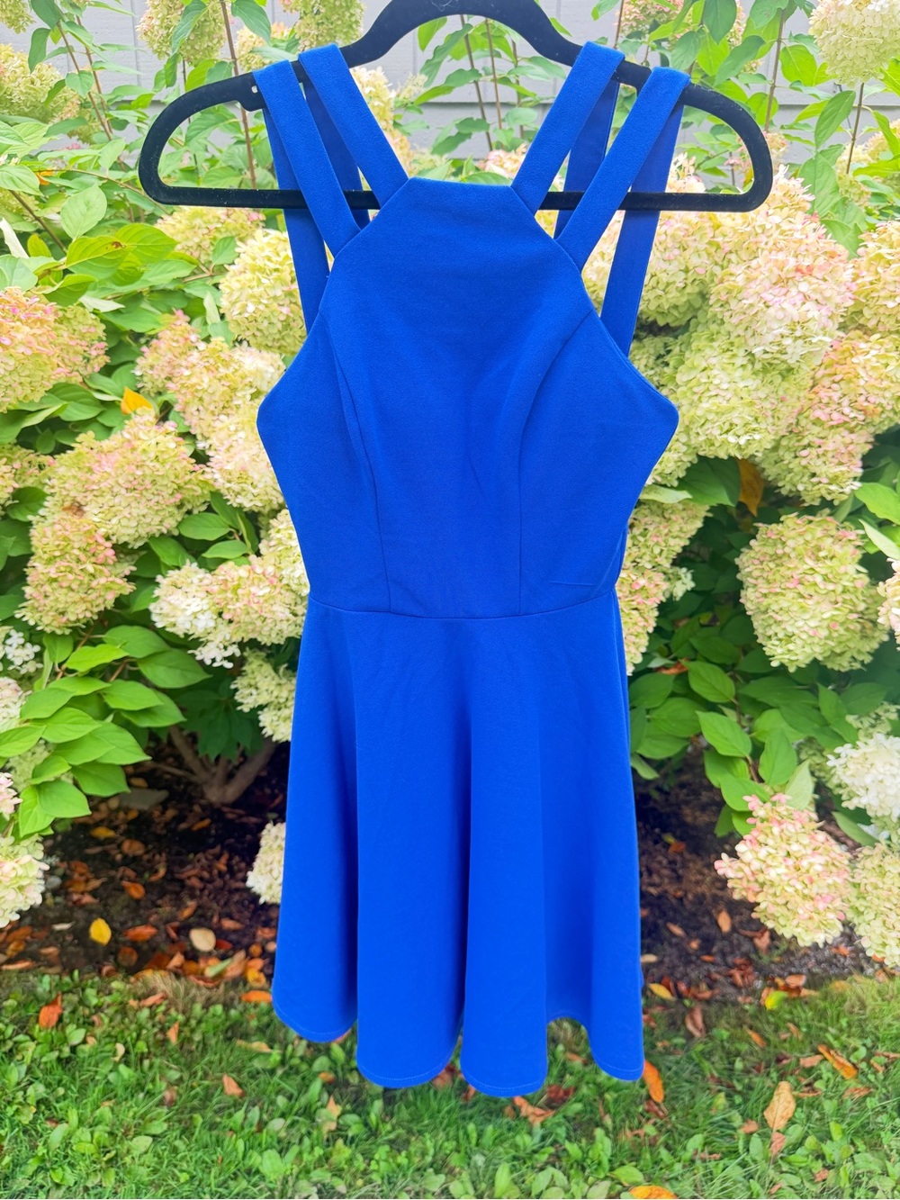 B. Smart Cobalt Double-Strap A-Line Mini Dress